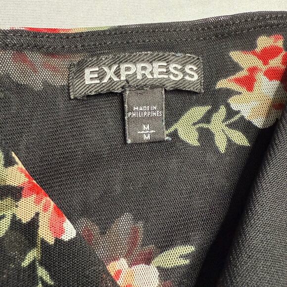 Express Y2K Floral Babydoll Spaghetti Strap Twist Front Top Size Medium - Picture 4 of 8